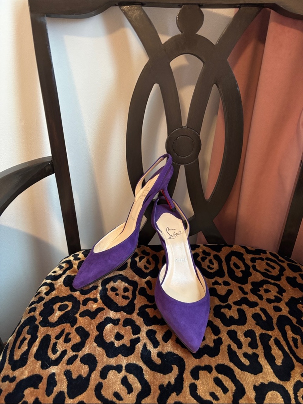 Christian Louboutin Purple Suede Slingback Pointed-Toe Pumps